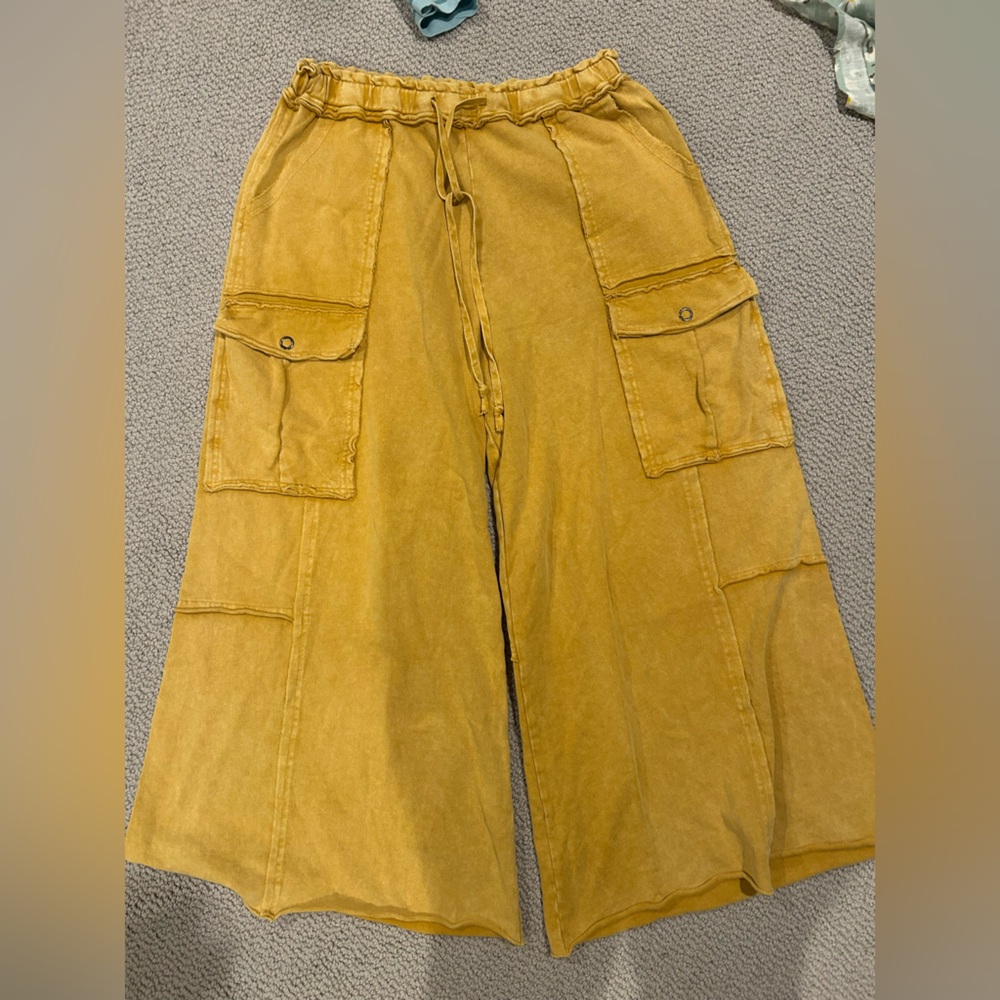 Easel Golden Yellow Wide Leg Pants